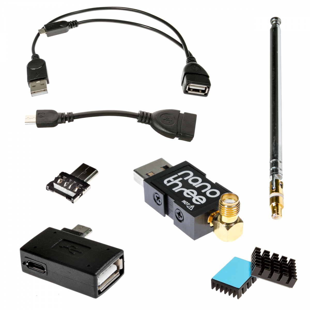 Nooelec - Nooelec NESDR Nano 3 USB OTG Bundle - Tiny RTL-SDR USB On-The-Go  Bundle for MicroUSB Devices - SDR Receivers - Software Defined Radio
