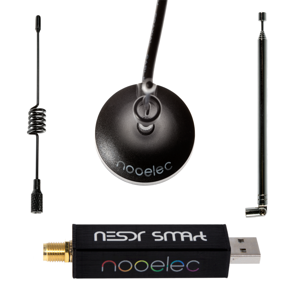 Nooelec - Nooelec NESDR SMArt v5 Bundle - HF/VHF/UHF (100kHz-1.75GHz)  RTL-SDR Kit with 3 Antennas. RTL2832U & R820T2-Based Software Defined Radio